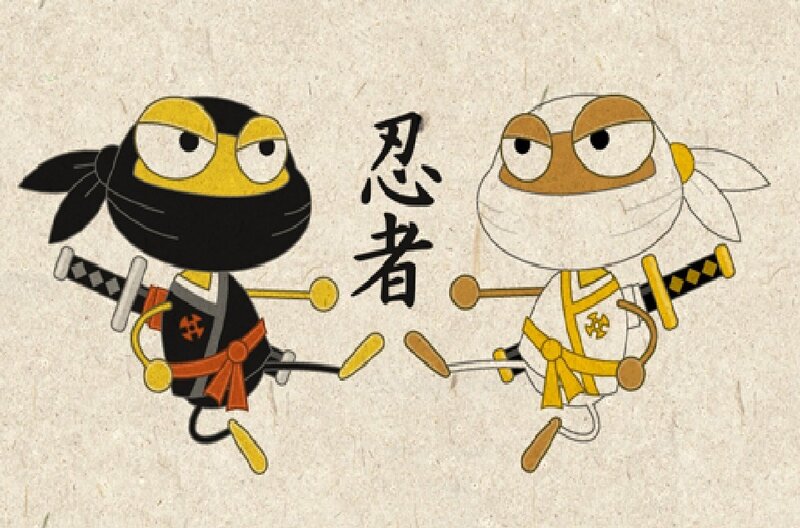 Two Cartoon Ninjas