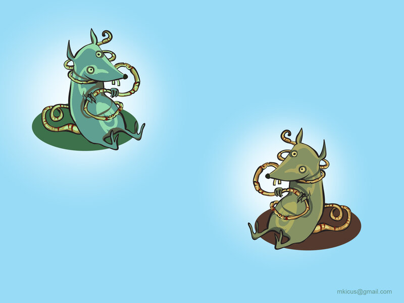 two cartoon rats with snakes