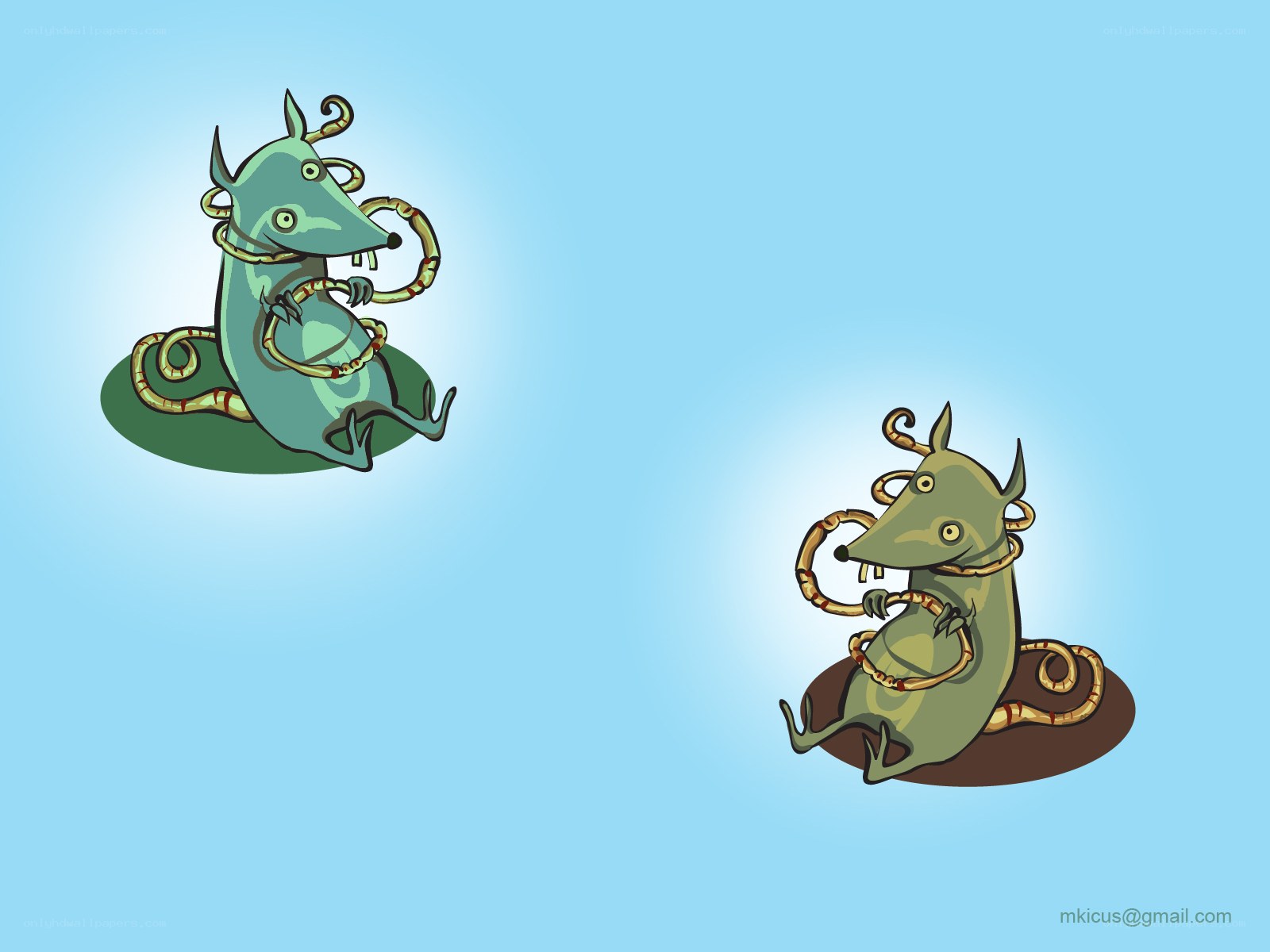 two cartoon rats with snakes