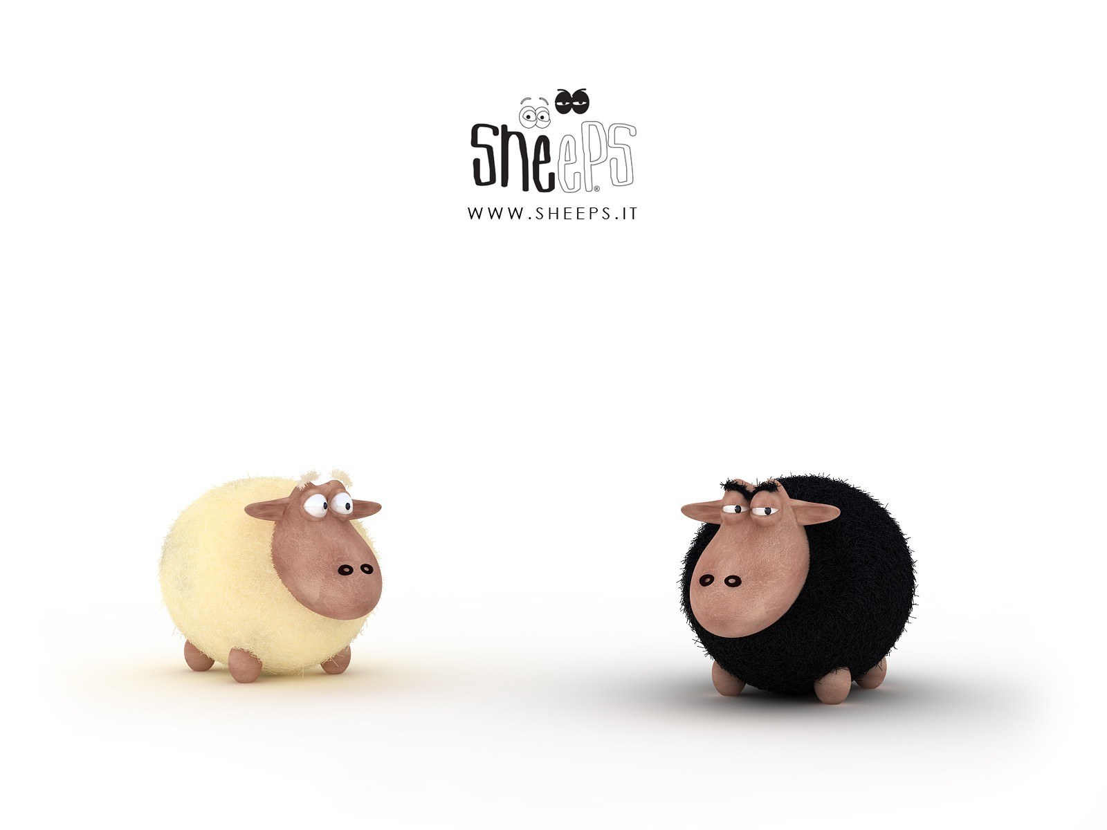 Two cartoon sheep facing each other
