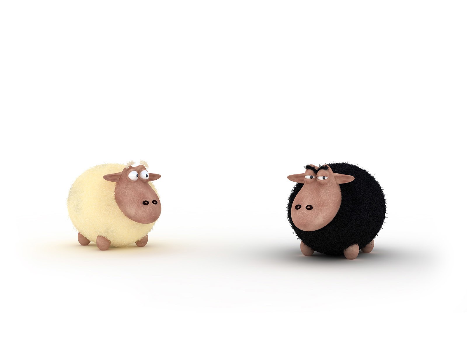 Two cartoon sheep facing each other