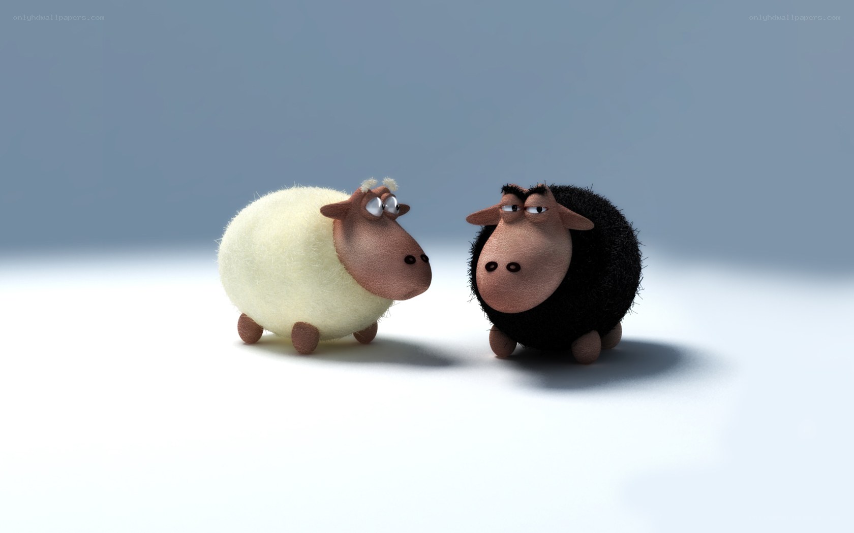 Two cartoon sheep facing each other