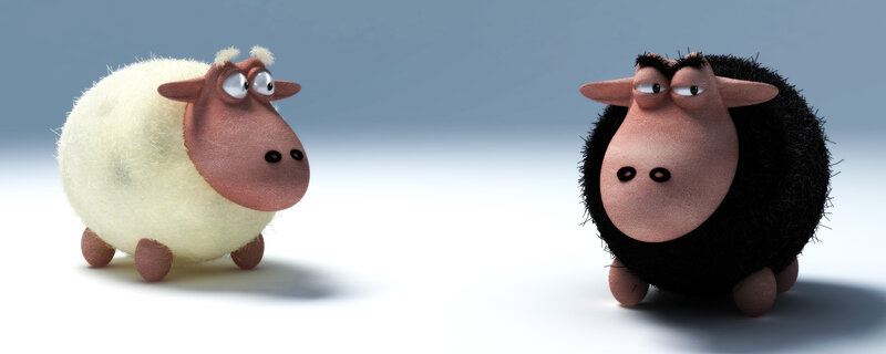 Two Cartoon Sheep — White, Neutral, 3d Render