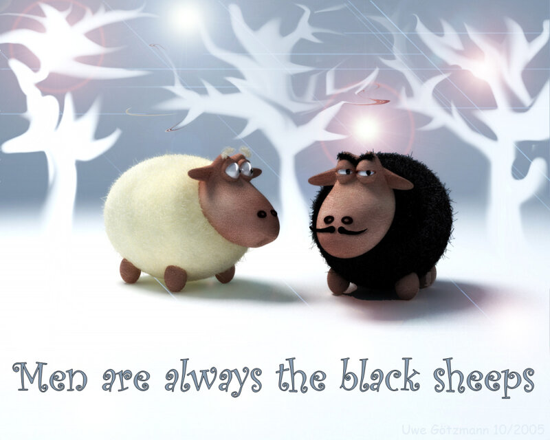 Two Cartoon Sheep — White, Whimsical