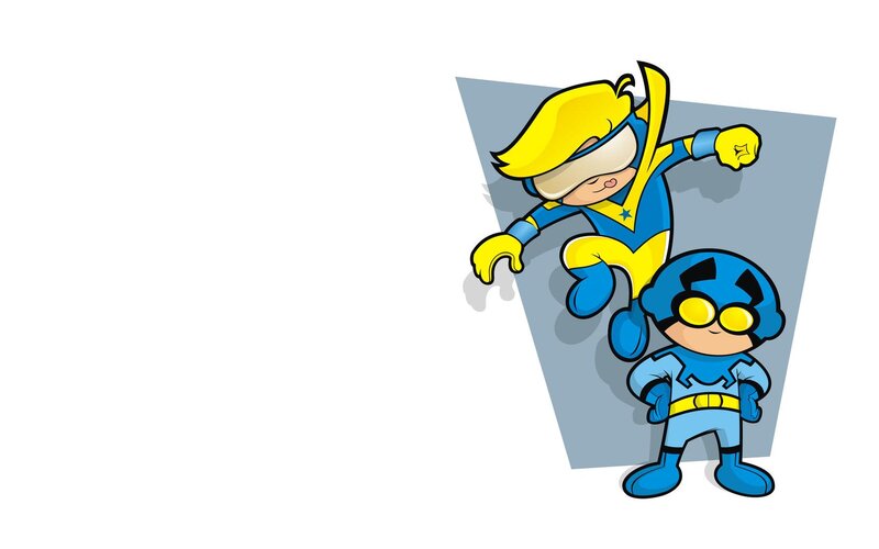 two cartoon superheroes