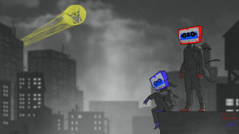 Two Cassette-headed Figures