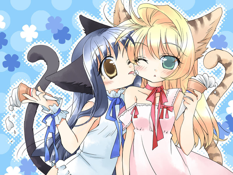 Two Cat-eared Girls — Blue
