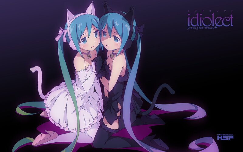 Two cat-eared girls in contrasting outfits