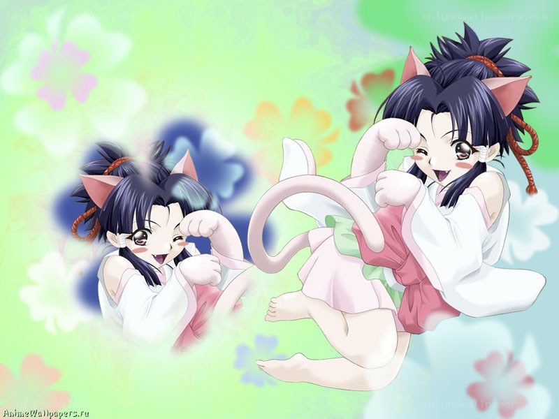 Two cat-eared girls in kimonos