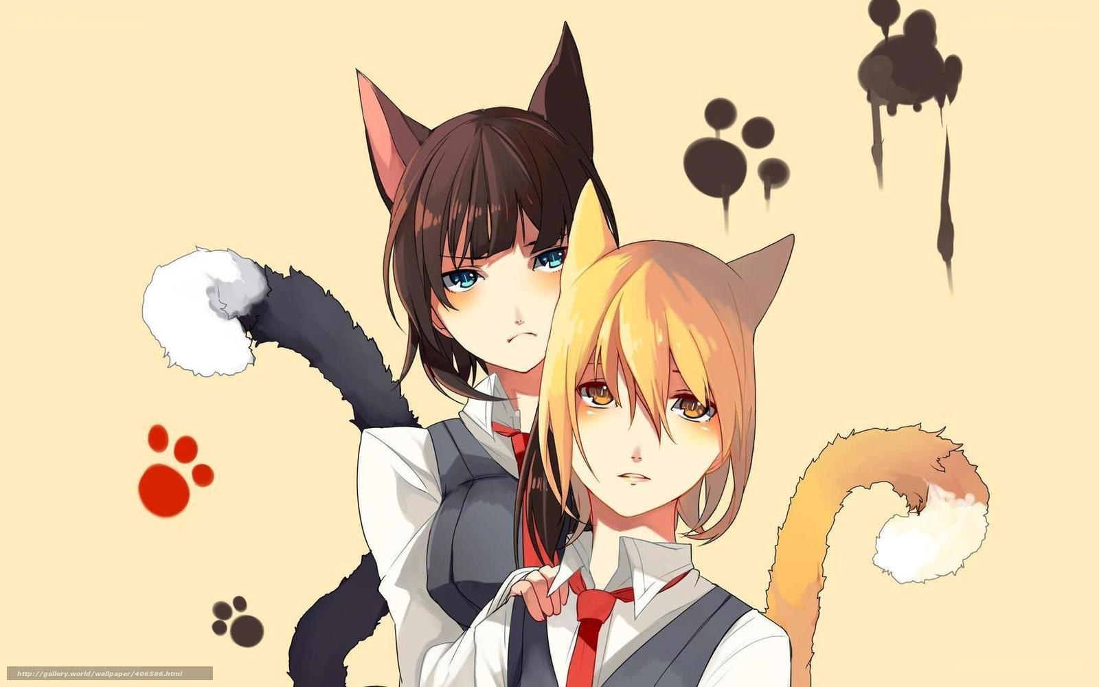 two cat-eared girls in school uniforms