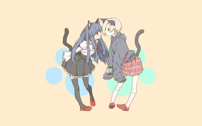 two cat-eared girls interacting