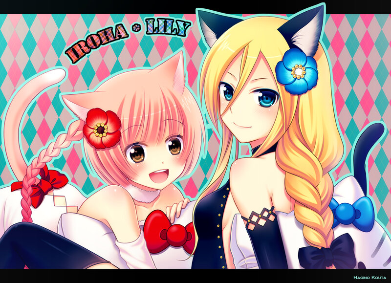 Two Cat-eared Girls — Pink, Cheerful