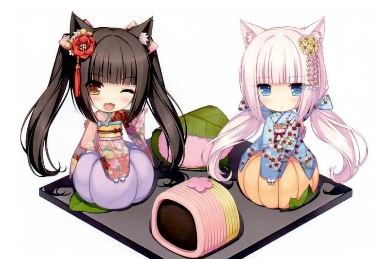 Two Cat-eared Girls — Pink