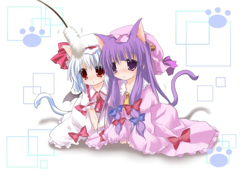 Two Cat-eared Girls — Purple, Playful