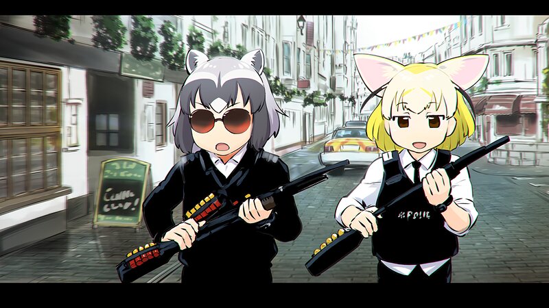 Two Cat-eared Girls with Guns
