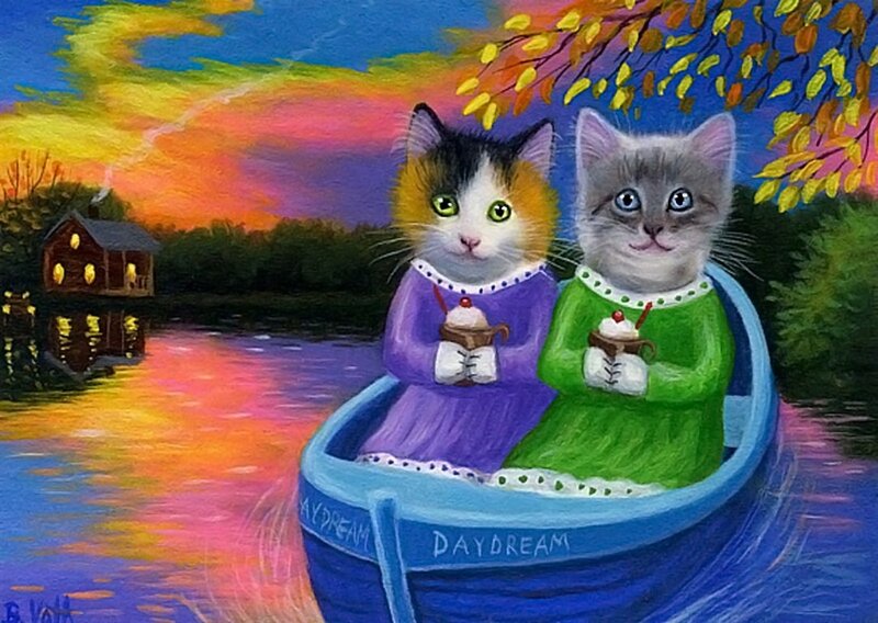 Two Cats in a Boat