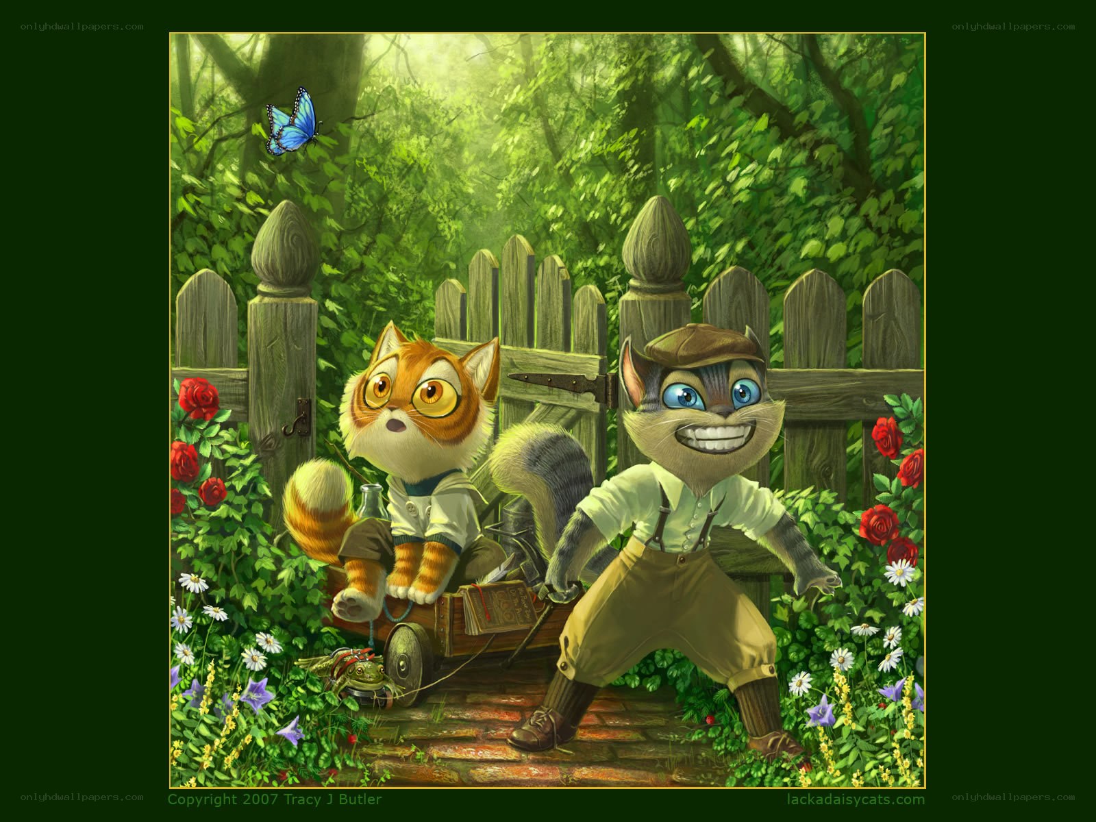 Two cats in a garden