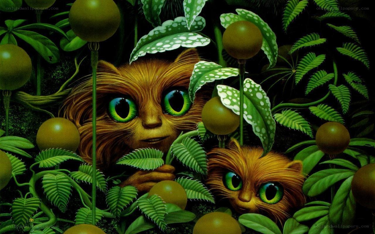Two cats in a jungle