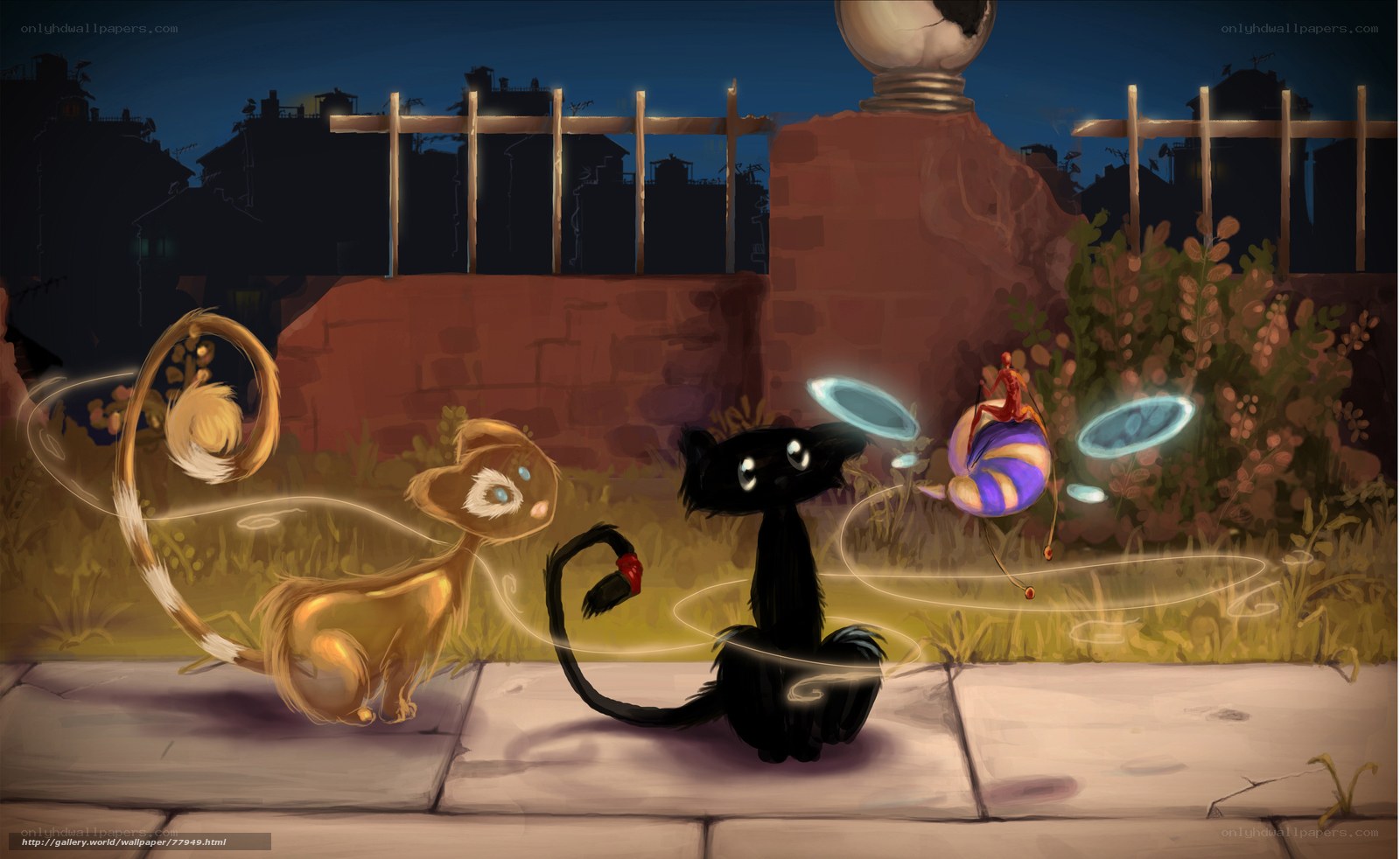 Two cats in a magical garden