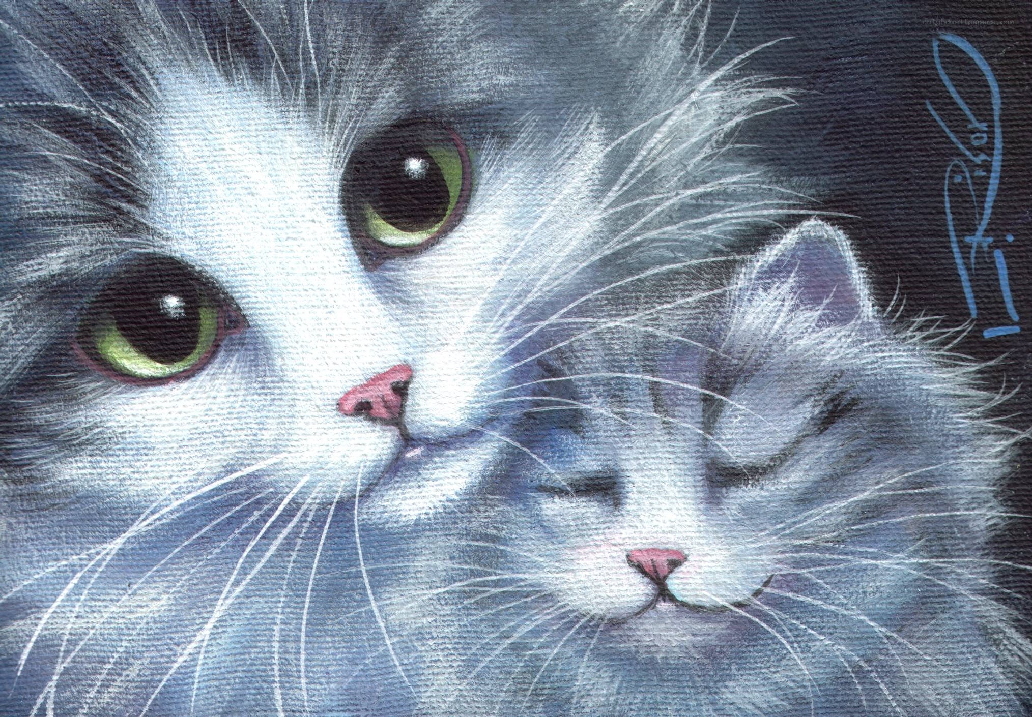 Two cats in a painting