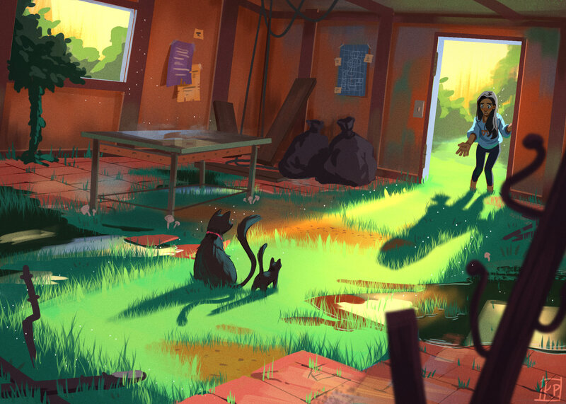 Two Cats in a Room — Green