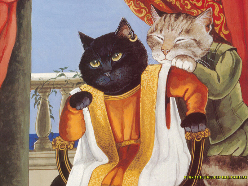 Two Cats in Costumes — Black