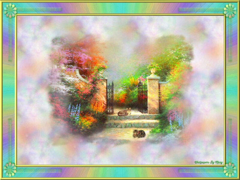 Two Cats in Garden — Green, Serene, Spring