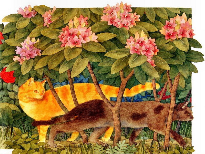 Two Cats in Garden