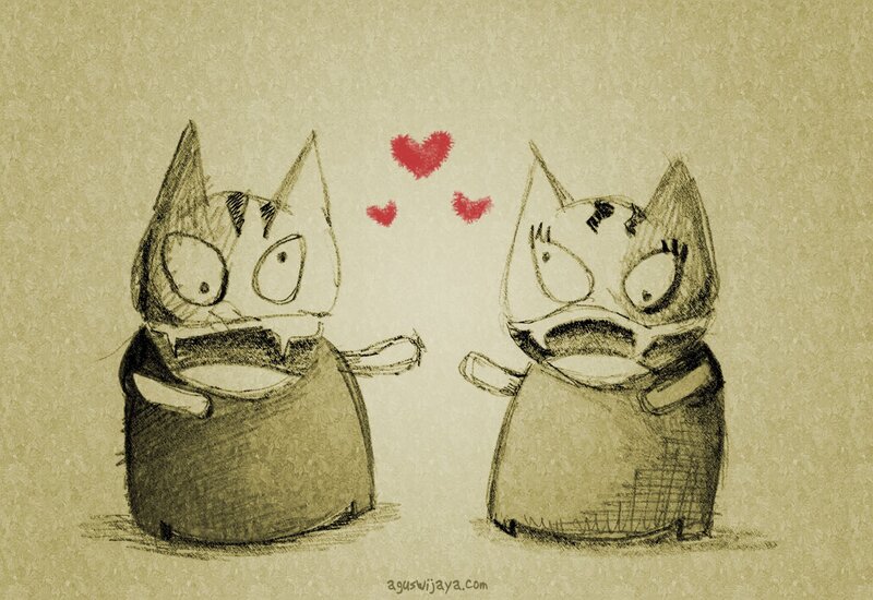 Two cats in love