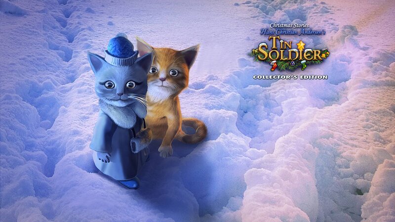 Two Cats in Snow — Blue