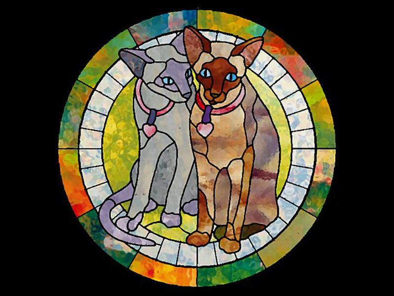 Two Cats in Stained Glass