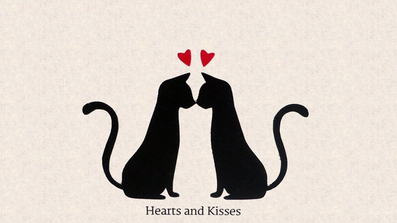 Two Cats Kissing — Black