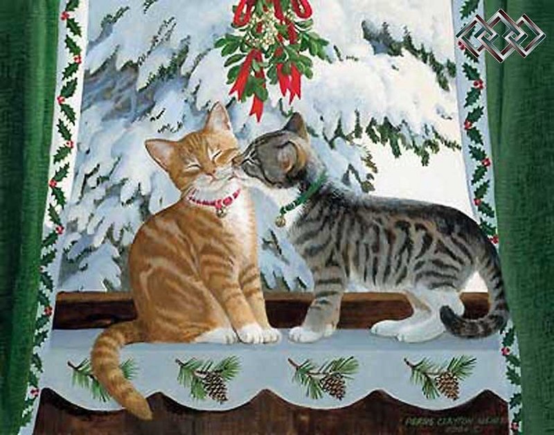 Two Cats Kissing — Orange