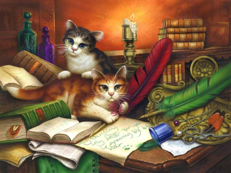 Two Cats on a Desk
