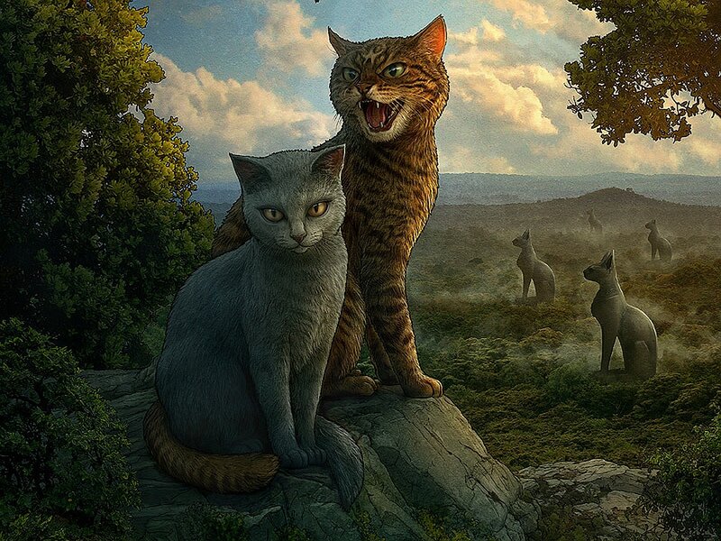 Two Cats on a Rock