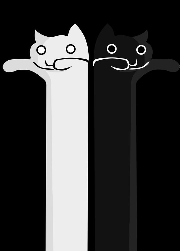 two cats on poles