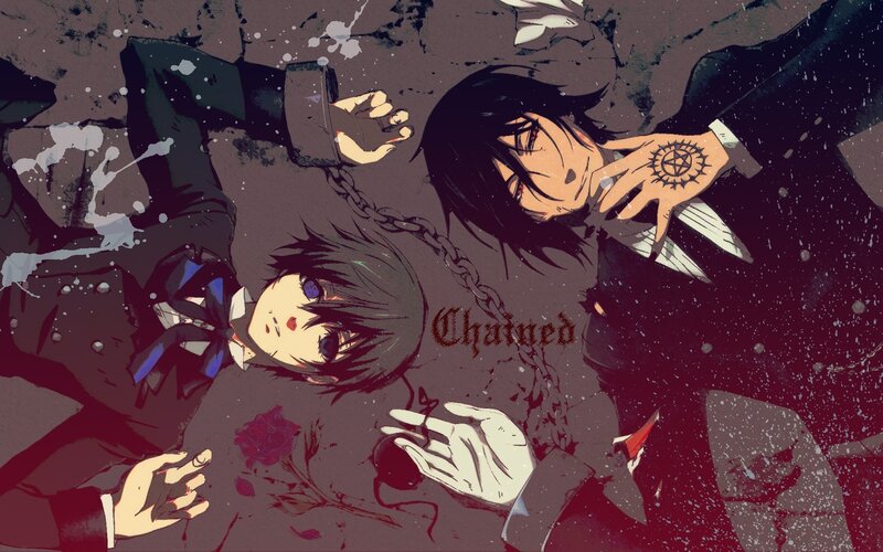 Two Chained Anime Characters — Black