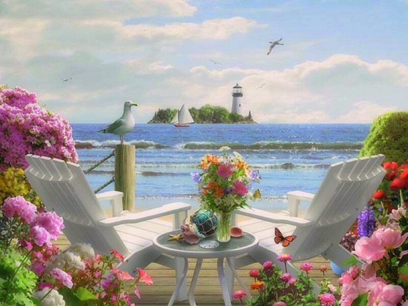 Two Chairs by the Sea