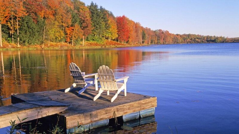 Two Chairs on a Dock — Blue