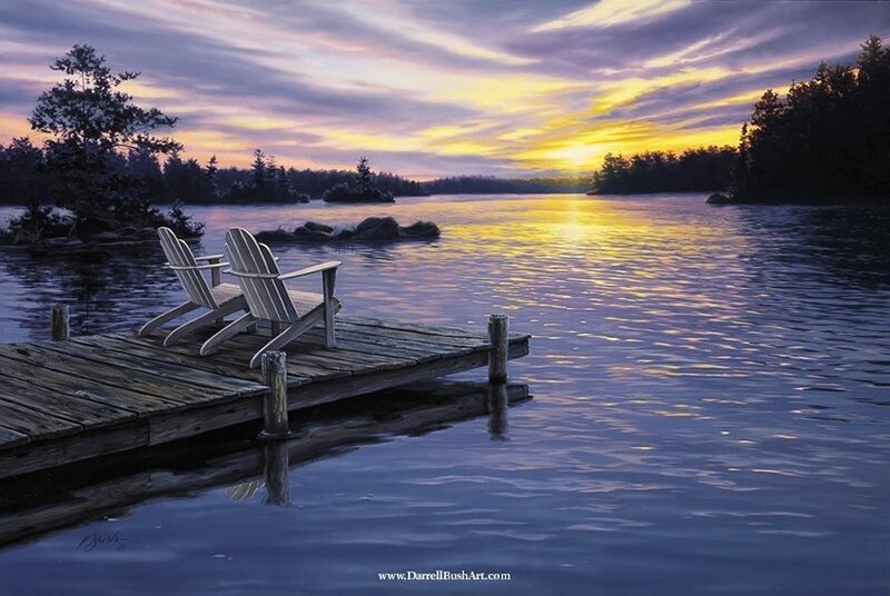Two Chairs on a Dock — Purple