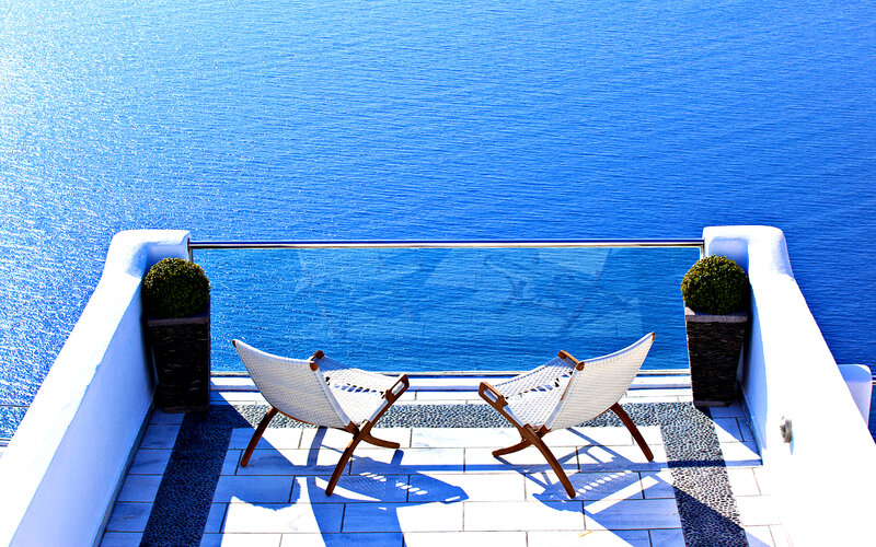 Two Chairs on Balcony — Blue