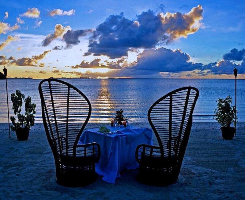 Two Chairs on Beach — Blue