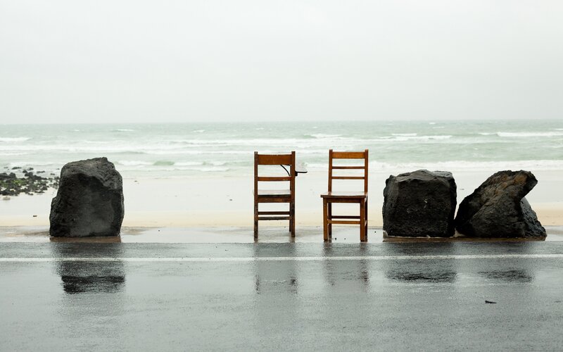 Two Chairs on Beach — Gray