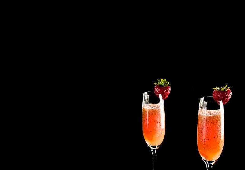 Two Champagne Glasses — Black, Dramatic