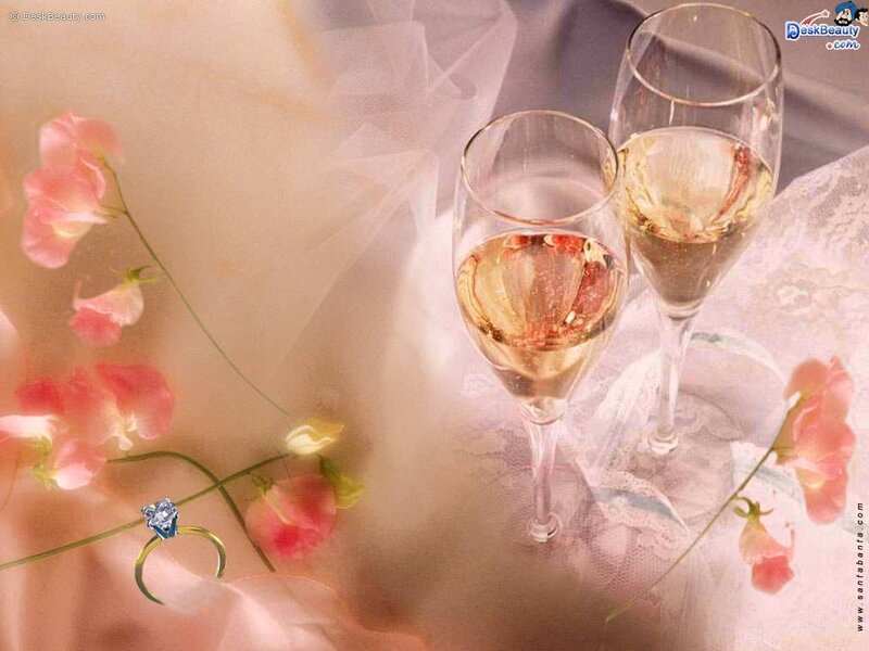 Two Champagne Glasses — Pink
