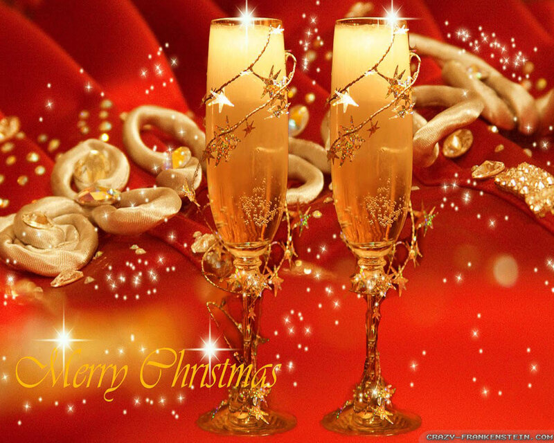 Two Champagne Glasses — Red, Festive