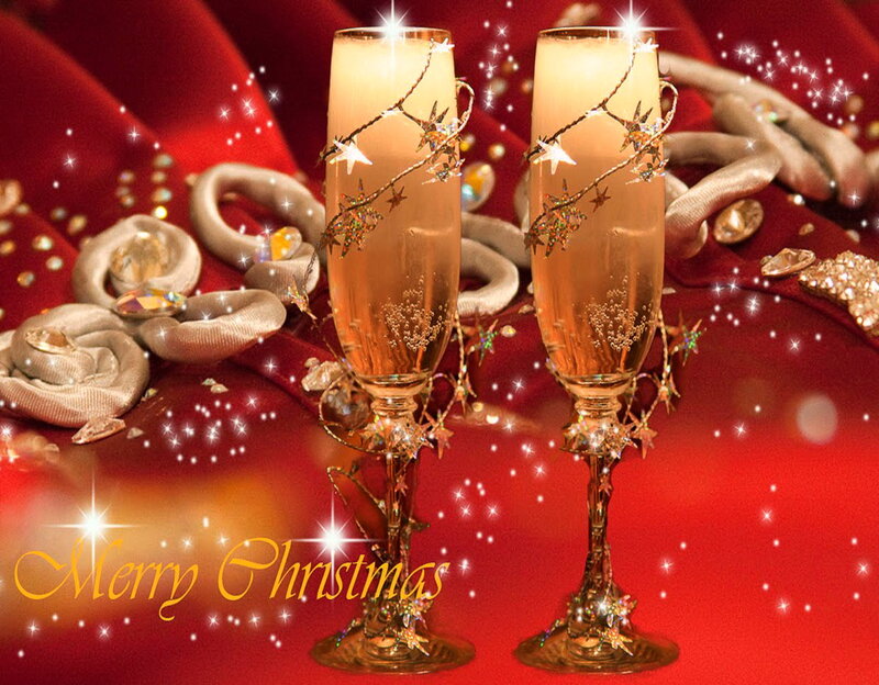 Two Champagne Glasses — Red, Festive, Winter
