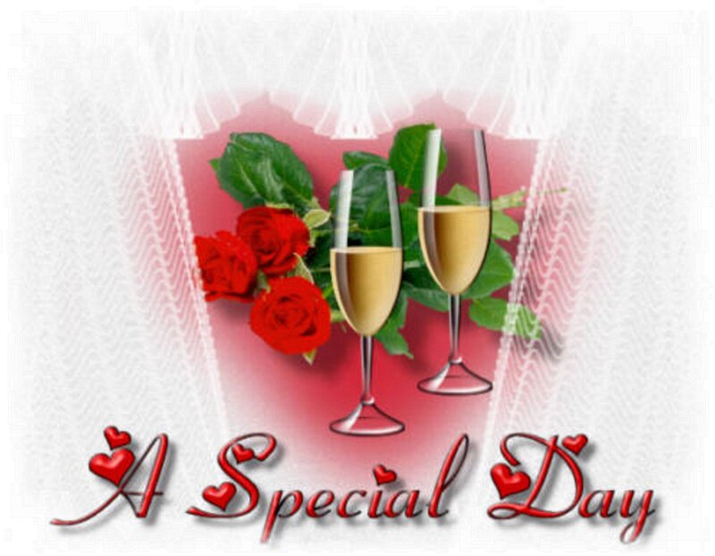 Two Champagne Glasses — Red, Romantic, Digital Art, Roses
