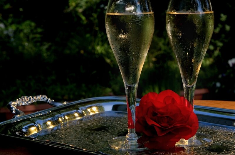 Two Champagne Glasses — Red, Romantic