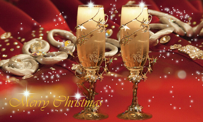 Two Champagne Glasses — Red
